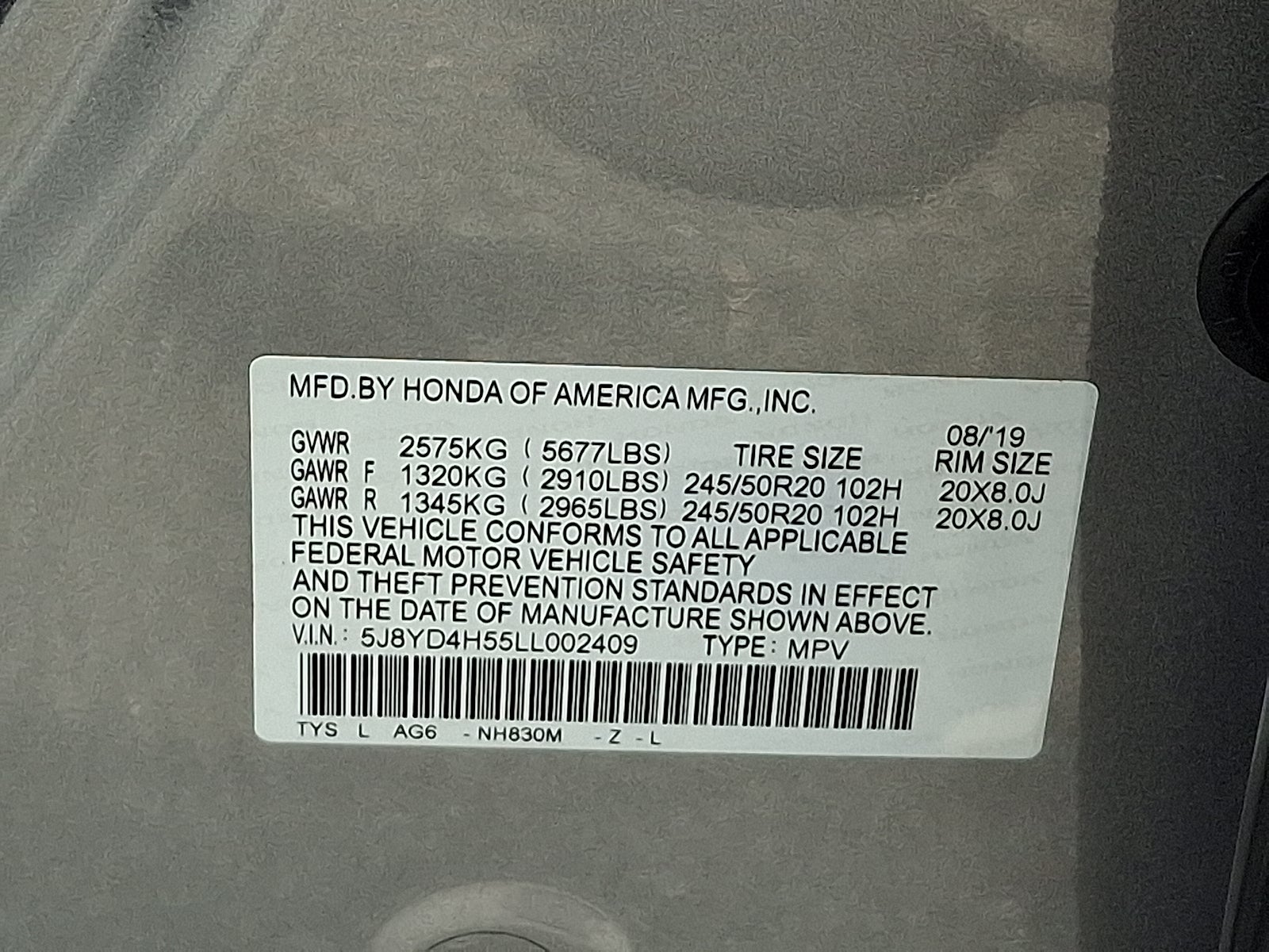 2020 Acura MDX w/Technology Pkg